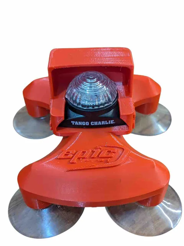 Low Profile hooded light, red base (white light)