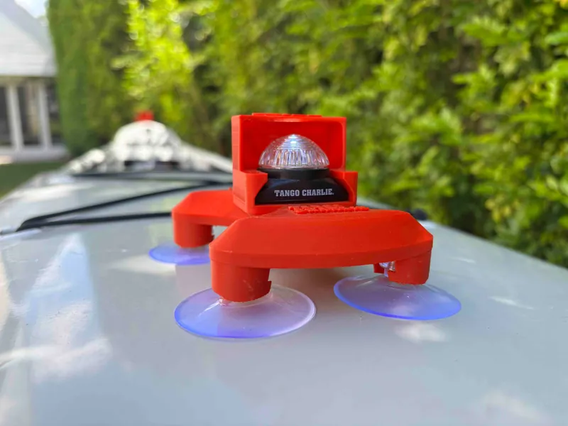 Low Profile hooded light, red base (white light)