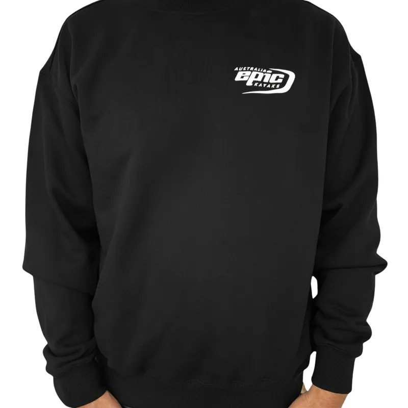 Epic Kayaks Australia black logo crew jumper